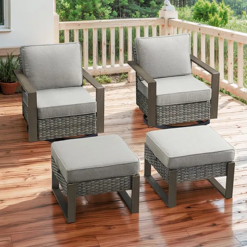 Vista 29 de Rilyson Sofá de mimbre para patio al aire libre, sofá de muebles de patio de ratán con marco resistente, mimbre de polietileno para todo