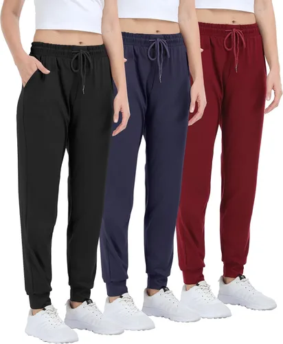 Vista 8 de Joggers para mujeres con bolsillos, pantalones deportivos para mujer para descanso, yoga, entrenamiento, correr, pantalones casuales, paquete de 3