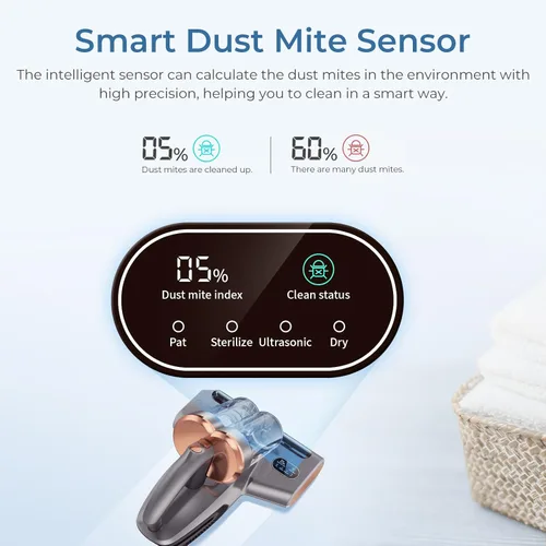 Vista 4 de JIGOO S300 PRO Aspiradora de colchón con UV y ultrasónico y calentamiento alto, aspiradora portátil potente antialergénica para cama, sofá