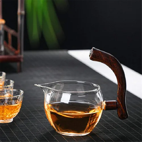 Vista 5 de Lazy Kungfu, juego de té de cristal, semiautomático, magnético, resistente al calor, té perfumado, para recepción, hogar, oficina, regalo