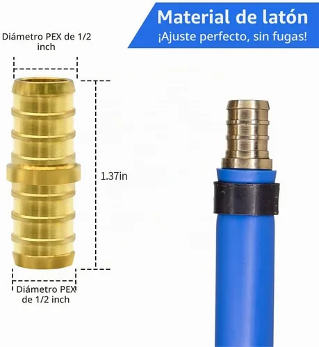 Vista 3 de 15 piezas de accesorios PEX de 1/2 pulgada, juego de acoplamientos rectos de codo TEE, combinación de accesorios de PEX de latón con Tees, codos