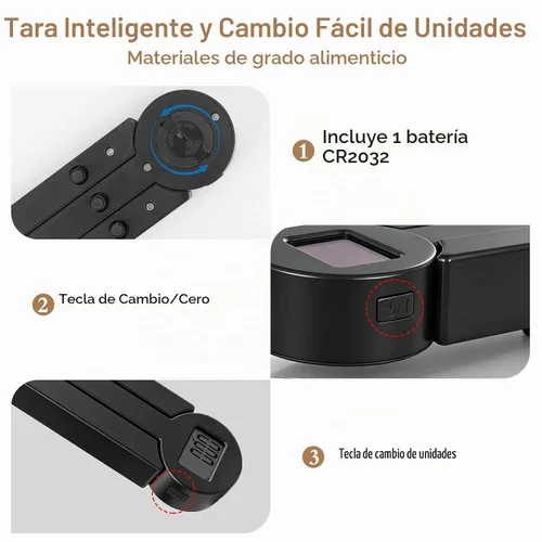 Vista 6 de Báscula plegable de alimentos, báscula digital de cocina, báscula portátil de alimentos para alimentos, mini báscula de bolsillo plegable de gramos