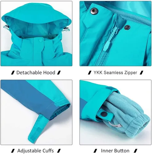 Vista 4 de CAMEL CROWN Chaqueta de esquí impermeable 3 en 1 para mujer, abrigo de invierno rompevientos, chaquetas de snowboard para lluvia, nieve, senderismo