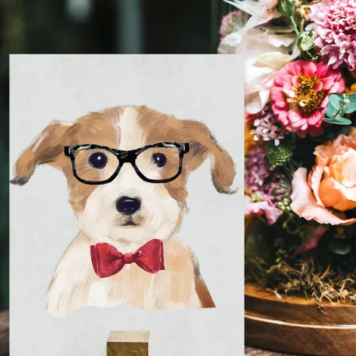Vista 26 de Andaz Press Póster impreso para pared de perro, 8.5 x 11 pulgadas, Bulldog inglés con gafas negras, 1 paquete, regalo de cumpleaños de Navidad, sin