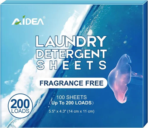 Vista 9 de AIDEA Hojas de detergente para ropa, sin perfume (160 cargas), 80 hojas, jabón de lavandería, detergente para lavadora, hoja de detergente libre