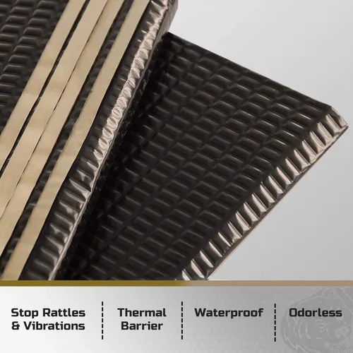 Vista 7 de Siless Alfombrilla Insonorizante Negra de 50 mil 52 pies cuadrados - Alfombrilla Insonorizante - Material de Amortiguación de Sonido para Automóvil