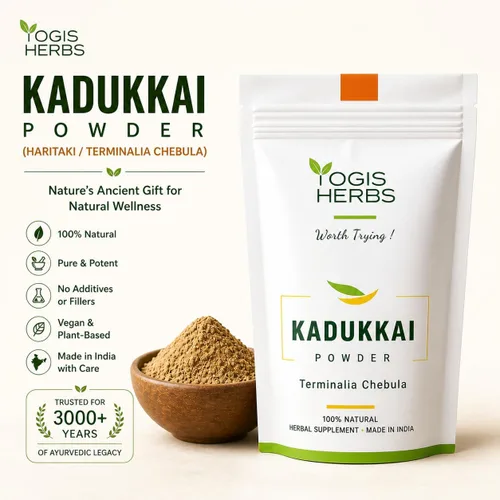 Vista 6 de YOGIS HERBS Kadukkai Powder - Haritaki dessembrado/Terminalia chebula/Harad — Polvo tradicional de hierbas tamil para rutinas diarias digestivas