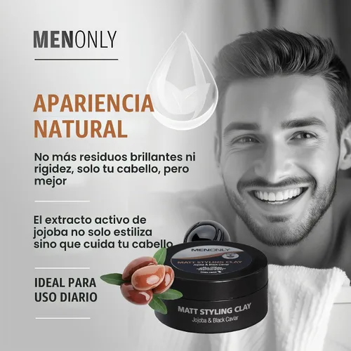 Vista 3 de Mon Platin - Cera para cabello de jojoba para hombre con aspecto húmedo (Jojoba y caviar negro)