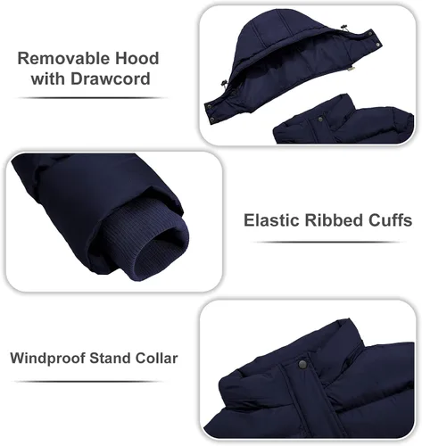 Vista 5 de FARVALUE Abrigos de invierno para hombre, chaqueta acolchada gruesa para invierno, parka acolchada con capucha