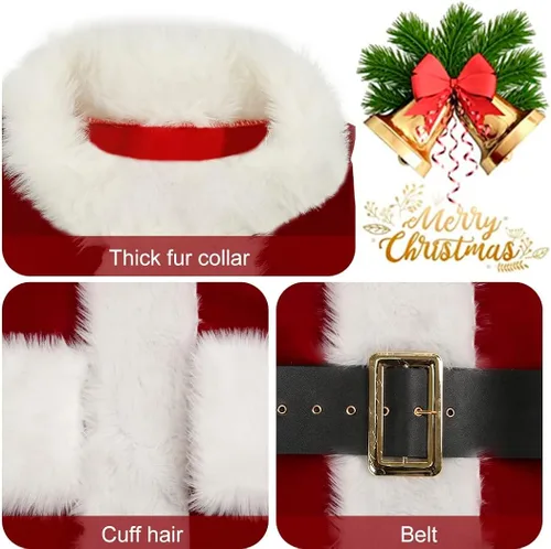 Vista 3 de AOSUYOU Santa Claus Costume For Men, 9PCS Deluxe Santa Suit Adults Men Santa Costume Christmas Santa Outfit