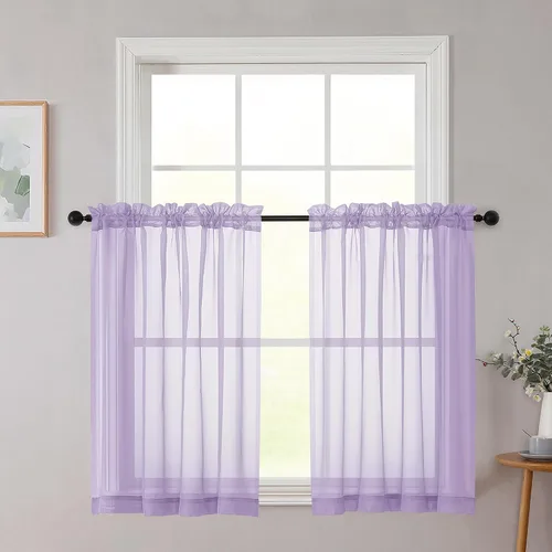 Vista 264 de 2 paneles de cortinas traslúcidas blancas para dormitorio, sala de estar, 96 pulgadas de largo, modernas, suaves, ligeras, con bolsillo para barra