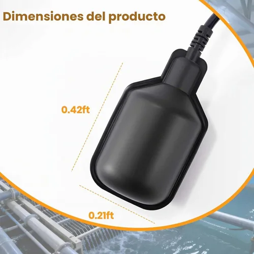 Vista 4 de Interruptor de flotador (sin enchufe), controlador automático de nivel de agua impermeable IP68, contrapeso ajustable, cable de cobre de 0.75 mm²