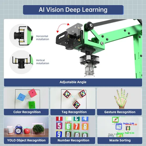 Vista 2 de LewanSoul JetMax - Brazo robótico para Jetson Nano AI Vision ROS Open Source programable Robot Arm Kit con 4 tipos de sensores de cámara de agarre