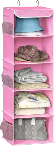Vista 18 de Simple Houseware Organizador de armario colgante de 5 estantes, color negro