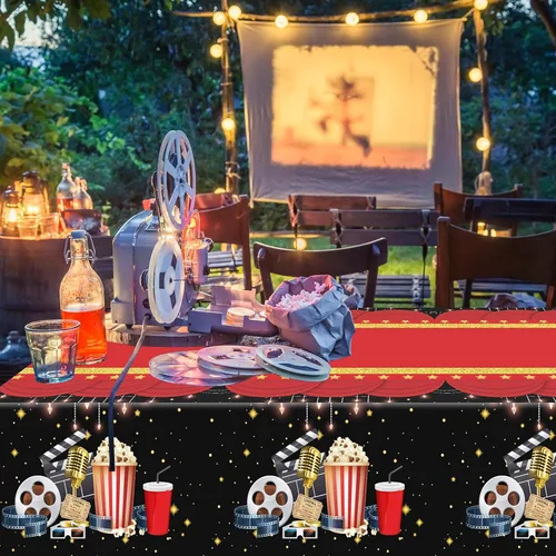 Vista 4 de Buryeah Paquete de 3 manteles de noche de película, cubiertas de plástico