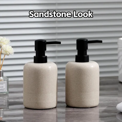 Vista 6 de Juego de dispensador de jabón, 2 unidades de 11.8 fl oz, 11 oz, dispensador de loción de jabón de manos para encimera de baño y fregadero de cocina
