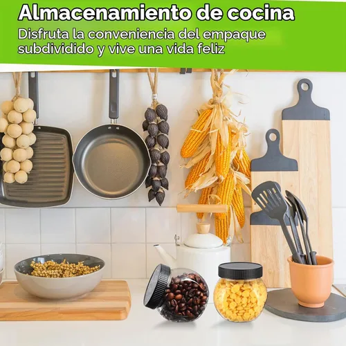Vista 4 de Tradder - 24 tarros de plástico para dulces con tapas de 8.5 onzas de boca