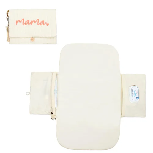 Vista 8 de Cambiador de pañales portátil, con, para recién nacido niña y niño con bolsillo de toallitas inteligentes, fácil de limpiar, impermeable, suave