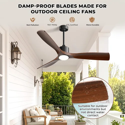 Vista 5 de Ventilador de techo inteligente de 52 pulgadas con luces, ventilador de techo para exteriores compatible con Alexa/aplicación/control remoto, motor