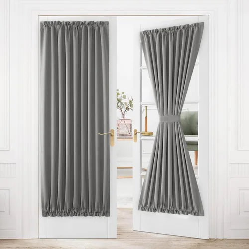 Vista 161 de DWCN Cortinas para Puertas Francesas – Cortinas opacas térmicas con bolsillo para barra para puertas con ventana de cristal, puertas de cocina