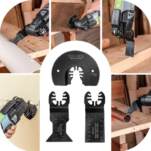 Vista 7 de WORKPRO Juego de 23 hojas de sierra oscilantes de metal/madera para multiherramienta de liberación rápida