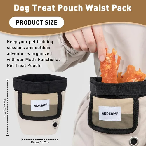 Vista 2 de ETIAL Dog Treat Pouch Waist Pack - Magnetic Closure, 3-Way Wearable, Water-Resistant Nylon, Pet Poop Bag Dispenser for Training, Walking, Hiking