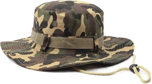 Vista 4 de Zylioo Sombreros Boonie de gran tamaño XXL, sombrero táctico militar de safari para cabezas grandes, sombreros de caza ligeros con correa