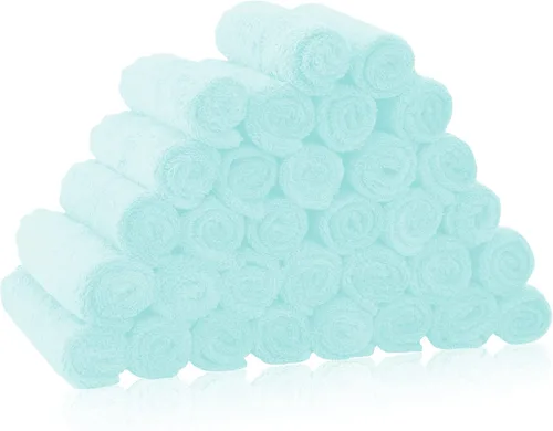 Vista 9 de Paquete de 16 toallitas para bebé - 10x10 pulgadas, vellón de coral - Paños de lavado extra absorbentes y suaves para recién nacidos, bebés y niños