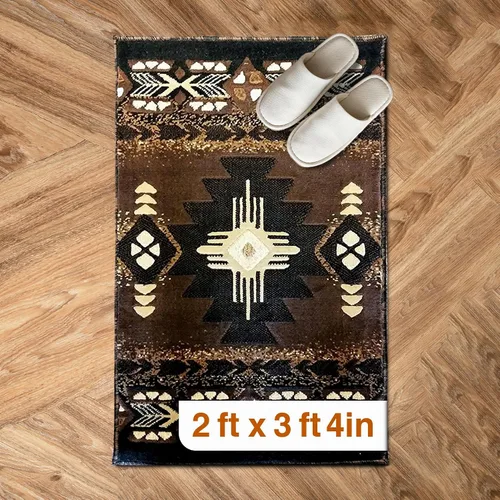 Vista 36 de YHSF South West - alfombra estilo nativo americano del suroeste C318 - fácil de limpiar, gruesa, suave, duradera, alfombra inspirada en tribus