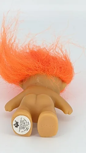 Vista 3 de Muñeca Troll Pelo Naranja Reto Vintage Viejo 2 pulgadas Bingo Buena Suerte