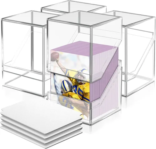 Vista 8 de Homthy Paquete de 4 fundas para cartas intercambiables, cajas de almacenamiento de tarjetas acrílicas con capacidad para más de 100 tarjetas