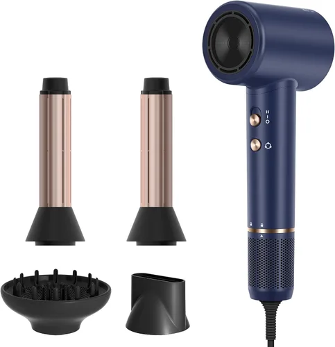 Vista 11 de PARWIN PRO BEAUTY Secador de pelo Air-Sonic con difusor, pantalla LED HD y secador iónico de alta velocidad de 110.000 RPM, rizadores de envoltura