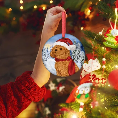 Vista 5 de Adornos de Navidad para perros, adorno de Navidad de caniche de 2021, adorno de caniche, adorno de Papá Noel, perro, árbol de Navidad, adornos