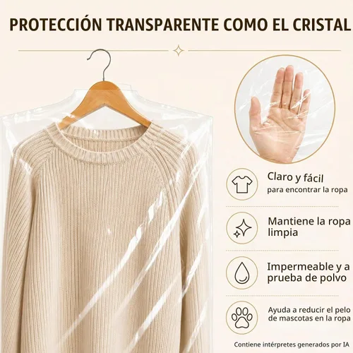 Vista 2 de RAINFLOW - Paquete de 30 bolsas transparentes para colgar ropa, 23.6 x 35.4