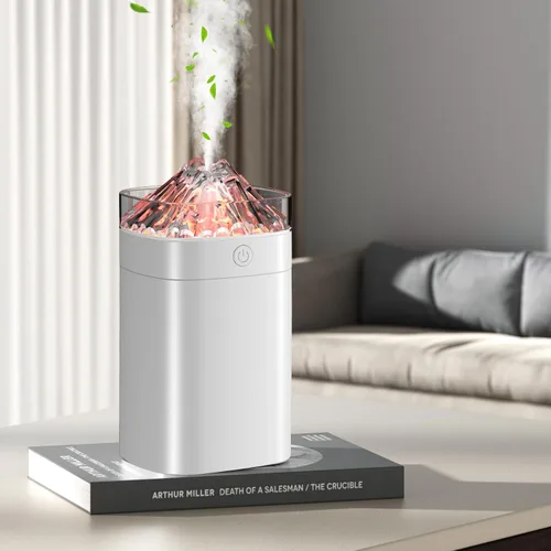 Vista 10 de Humidificador pequeño portátil, humidificador de niebla fría de 13.5 fl oz para dormitorio, humidificador de escritorio alimentado por USB con luz