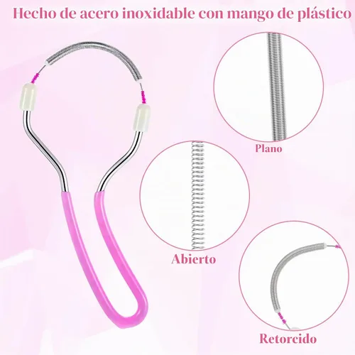 Vista 6 de 4 unidades de removedor de cabello de resorte, herramienta de enhebrado para cara, removedor de vello facial de primavera reutilizable con bucle