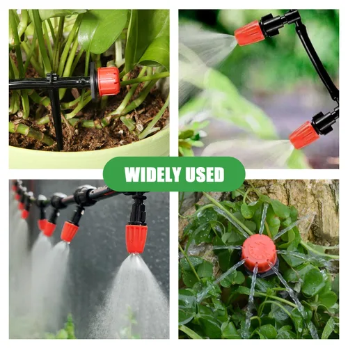 Vista 6 de Sistema de riego por goteo de 164 pies, sistema automático de riego de jardín de 192 piezas con rociador de boquilla de nebulización ajustable, tubo