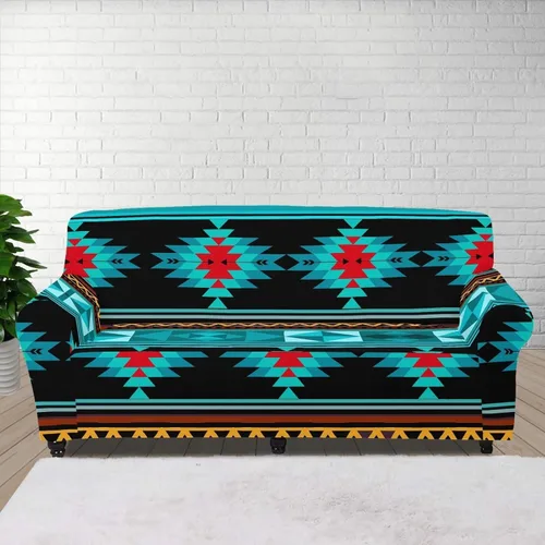 Vista 20 de Funda de sofá de Seater, estilo bohemio, antiarañazos, diseño tribal navajo, nativo americano, diseño tribal, funda de sofá, lavable, elástica