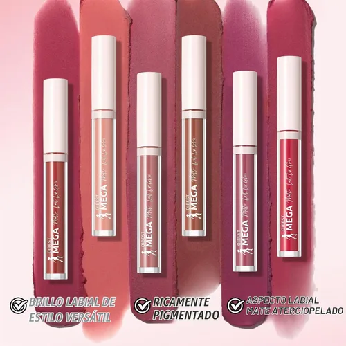 Vista 6 de Juego de 12 lápices labiales líquidos mate, color rojo nude, impermeable, de larga duración, B Glam todo el día