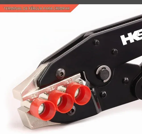 Vista 3 de HKS Herramienta de Engaste para Manguitos, Terminales de Virola y Extremo de Cable de Pin - Engastadoras de Cables con Trinquete - AWG 3-1/0
