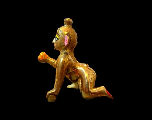 Vista 4 de Laddu Gopal kanha MakhanChor Thakur Ji (Young Krishna) Vendido por Suvij Atractiva Escultura AshtaDhatu Latón Puro Tamaño Estándar (Tamaño 4)