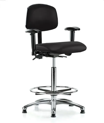 Vista 88 de PERCH - Silla giratoria con ruedas para alfombra o linóleo, cromado, Textil, Tela negra