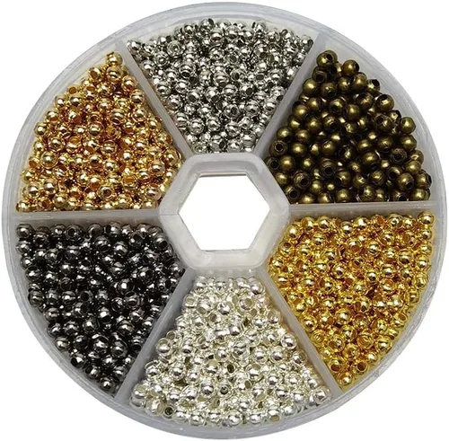 Vista 7 de Chenkou Craft 1 caja de 4500 piezas surtidas de 6 colores de metal Tinny Spacer Beads suministros para hacer joyas (mezcla, 1/12 pulgadas (0.079 in))