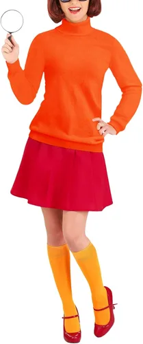 Vista 3 de AOBUTE Adult Halloween Costume Orange Turtleneck Sweater for Women Detective Knit Pullover Top