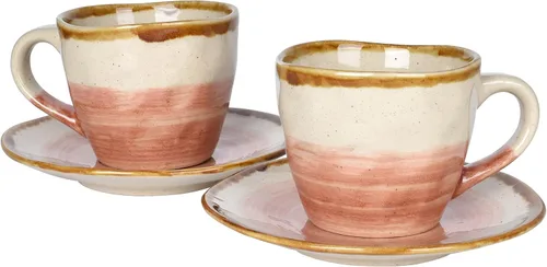 Vista 10 de Bosmarlin Juego de 2 tazas de café de gres con platillo para café con leche, capuchino, té, onzas, lavavajillas y microondas (negro, 2)