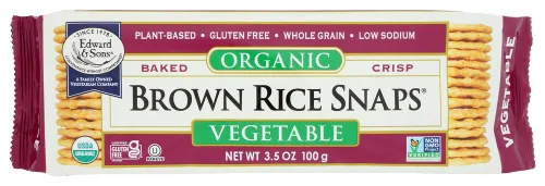 Vista 7 de Edward & Sons Snaps de arroz integral orgánico ligeramente salado, galletas de arroz sin gluten, aperitivo horneado al horno, grano entero, sin