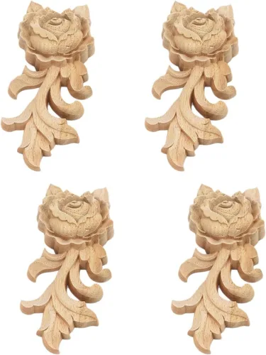 Vista 2 de 4PCS madera tallada Onlay Appliques DIY decoración de muebles, 05