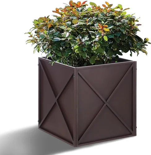 Vista 9 de BAYN Macetero Cuadrado de Metal Maceteros Altos para Plantas de Exterior Moderno Resistente con Agujeros de Drenaje para Exterior Interior Patio