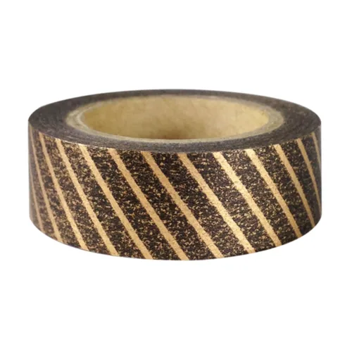 Vista 28 de Wrapables Cinta adhesiva japonesa a rayas Washi - Rayas cortas negras y multicolor