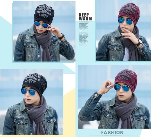 Vista 4 de MOMODEER Luffy Hats Anime Cap Slouchy Beanie Warm Thick Lined Hat Winter Unisex Beanie